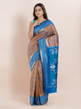 KAVVYA  CAMEL BROWN IKAT WEAVING SAREE